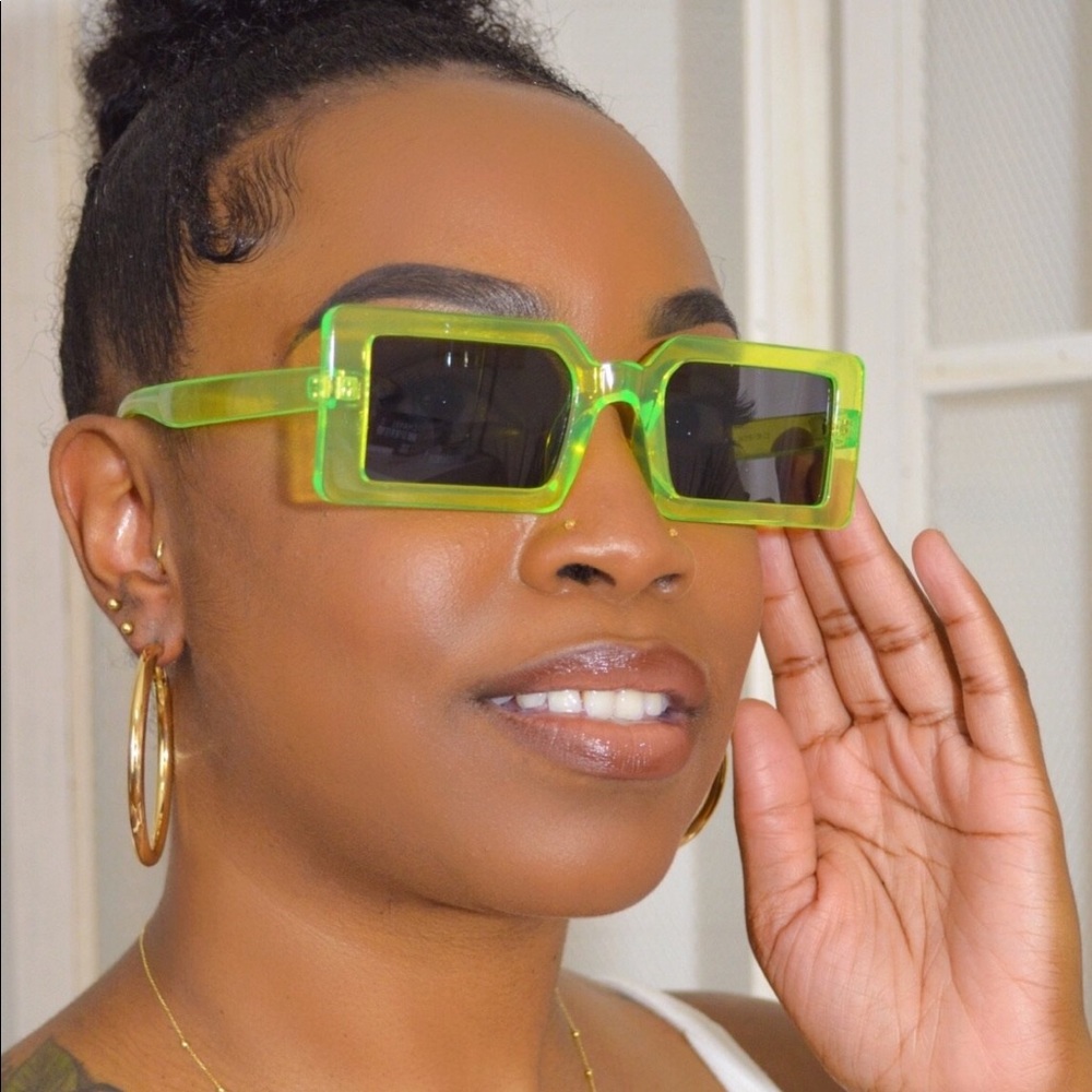 Hot Girl Rectangular Acrylic Sunglasses (Lime)